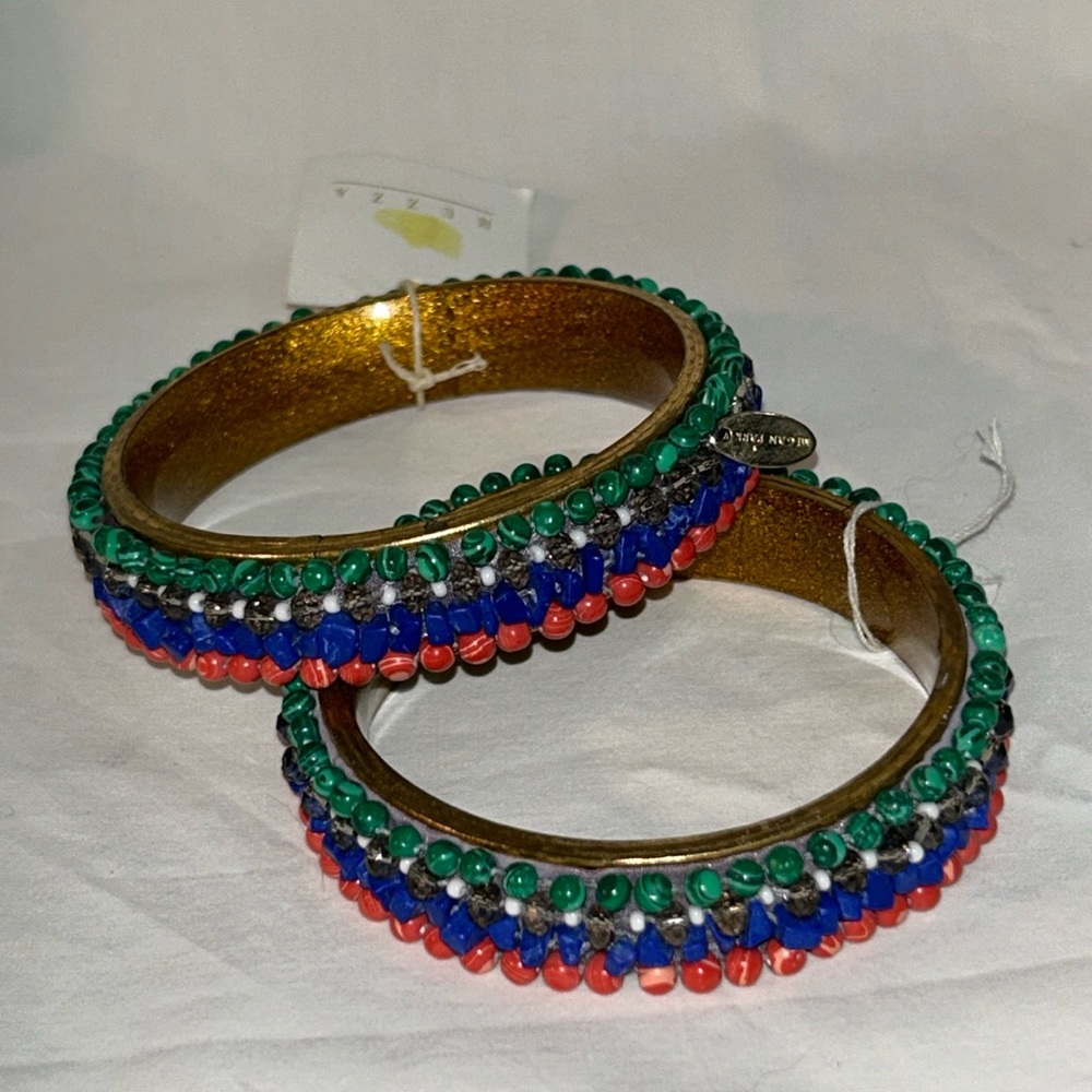 Megan Park Multi Stone Crystal Bangle Bracelets Lot/2 NWT